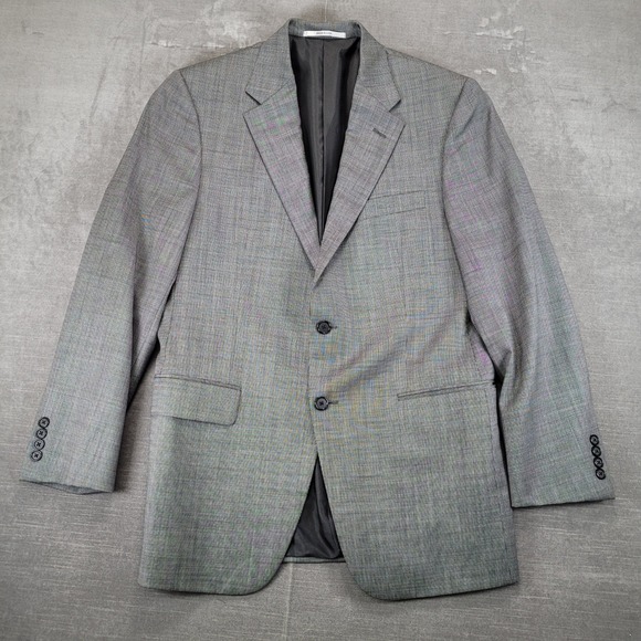 Hickey Freeman Mens Gray Plaid Blazer 40R Jacket Suit Coat Made in USA
